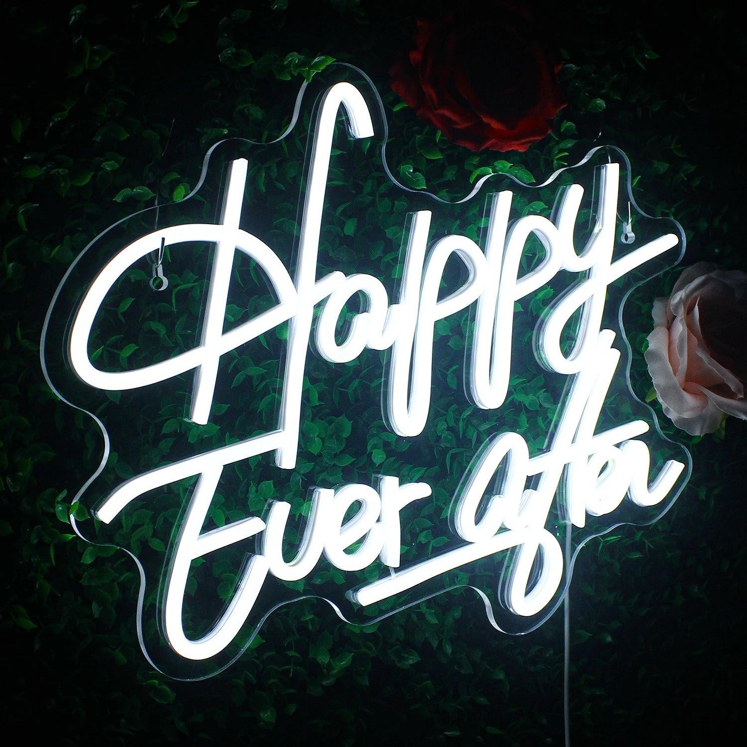 Happy Ever After White Led Neon Sign For Romantic Weddings Home Decor - Shineneon