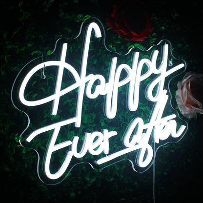 Happy Ever After White Led Neon Sign For Romantic Weddings Home Decor - Shineneon