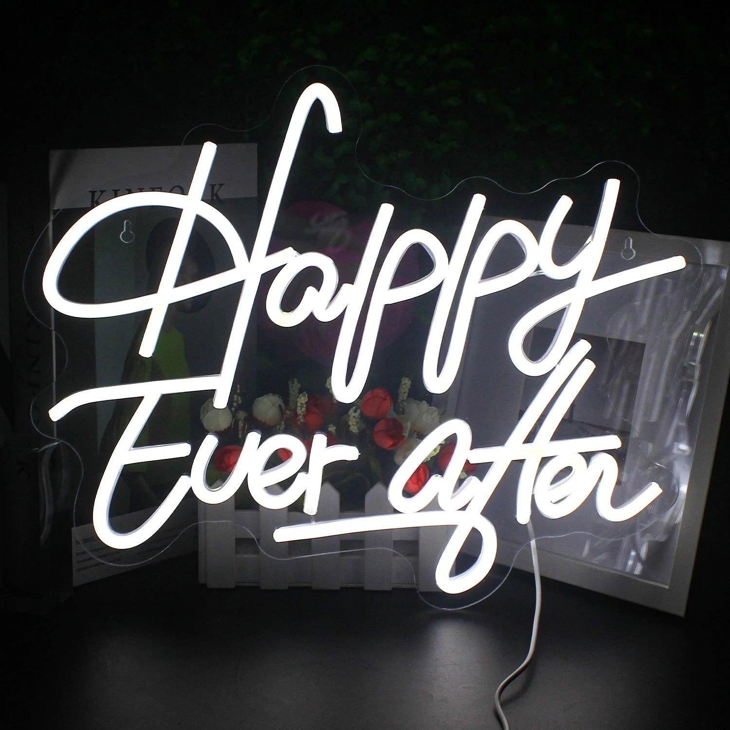 Happy Ever After White Led Neon Sign For Romantic Weddings Home Decor - Shineneon