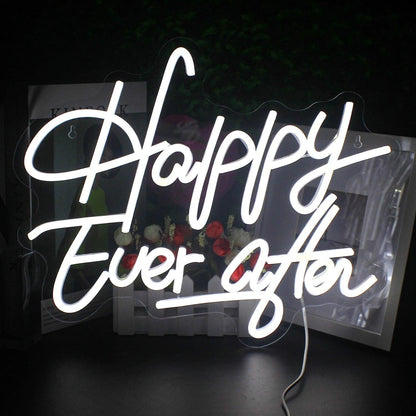 Happy Ever After White Led Neon Sign For Romantic Weddings Home Decor - Shineneon
