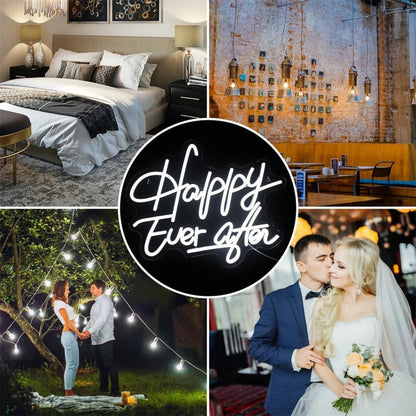 Happy Ever After White Led Neon Sign For Romantic Weddings Home Decor - Shineneon