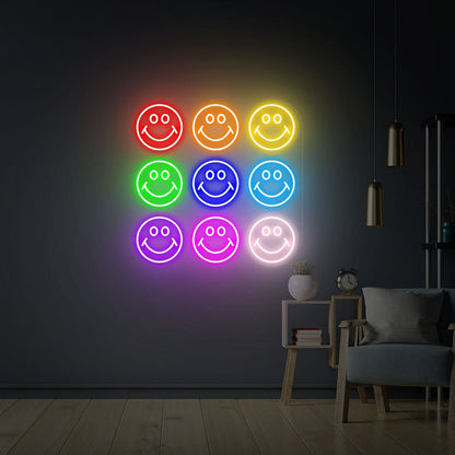 Happy Face Led Neon Sign For Home Office Store Bar Decor - Shineneon