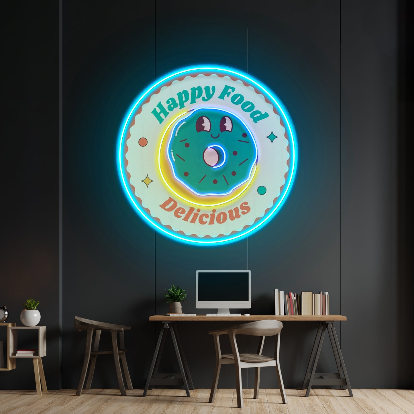 Happy Food Delicious Custom Led Signs Artwork For Sale