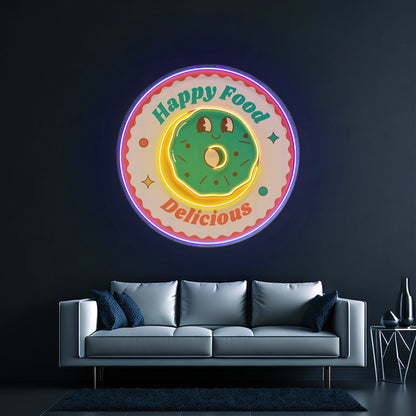 Happy Food Delicious Custom Led Signs Artwork For Sale