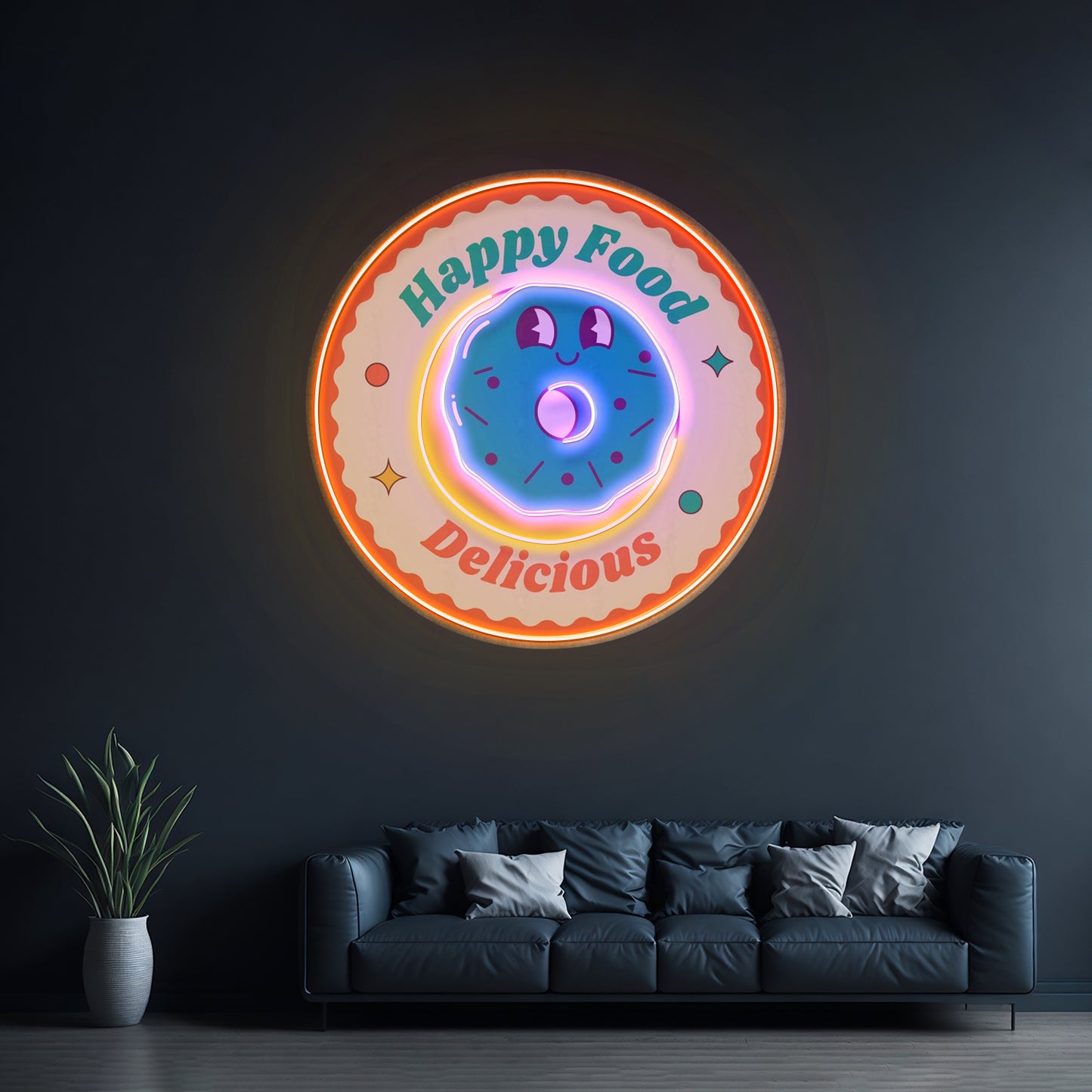 Happy Food Delicious Custom Led Signs Artwork For Sale