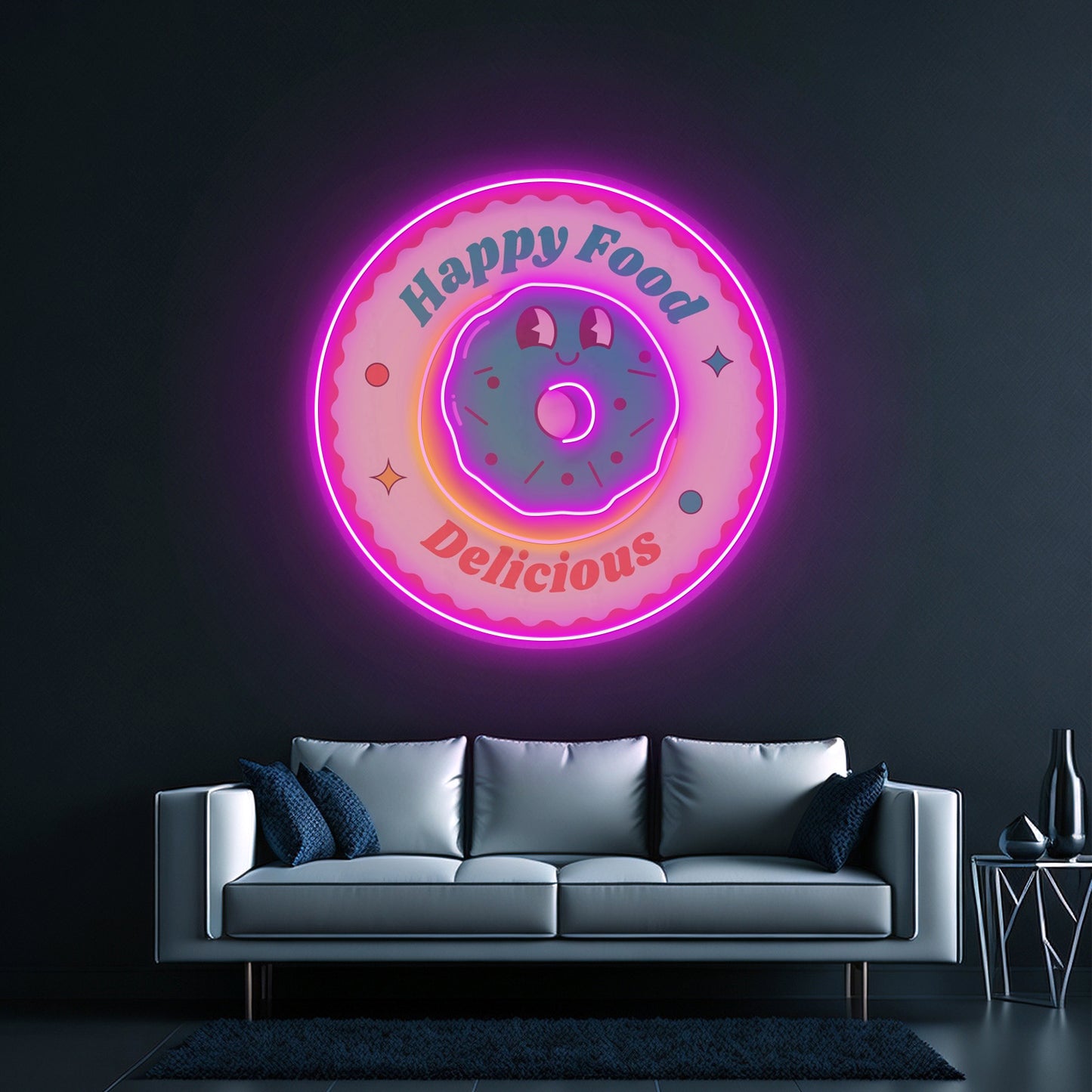 Happy Food Delicious Custom Led Signs Artwork For Sale