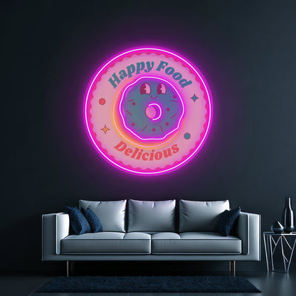 Happy Food Delicious Custom Led Signs Artwork For Sale