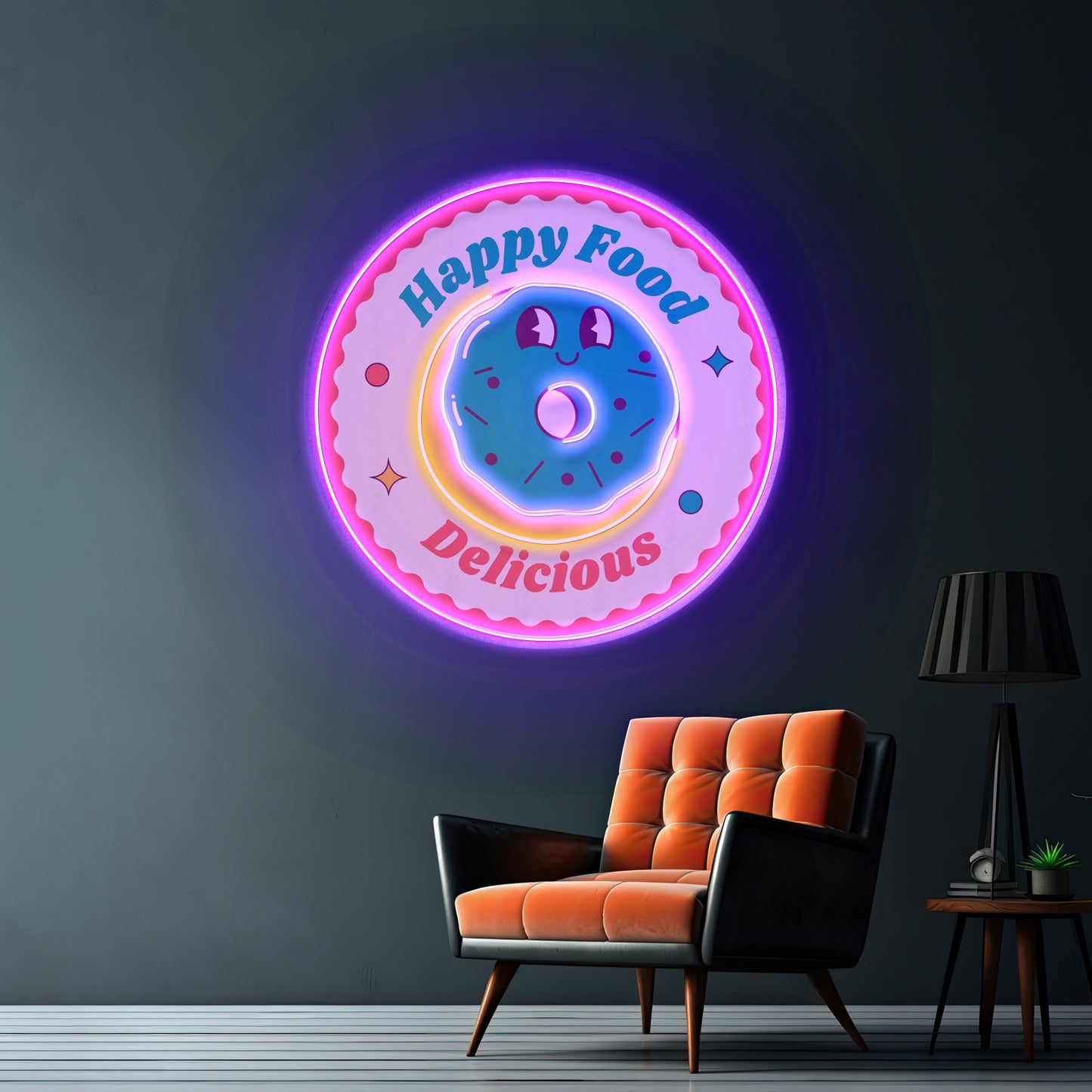 Happy Food Delicious Custom Led Signs Artwork For Sale