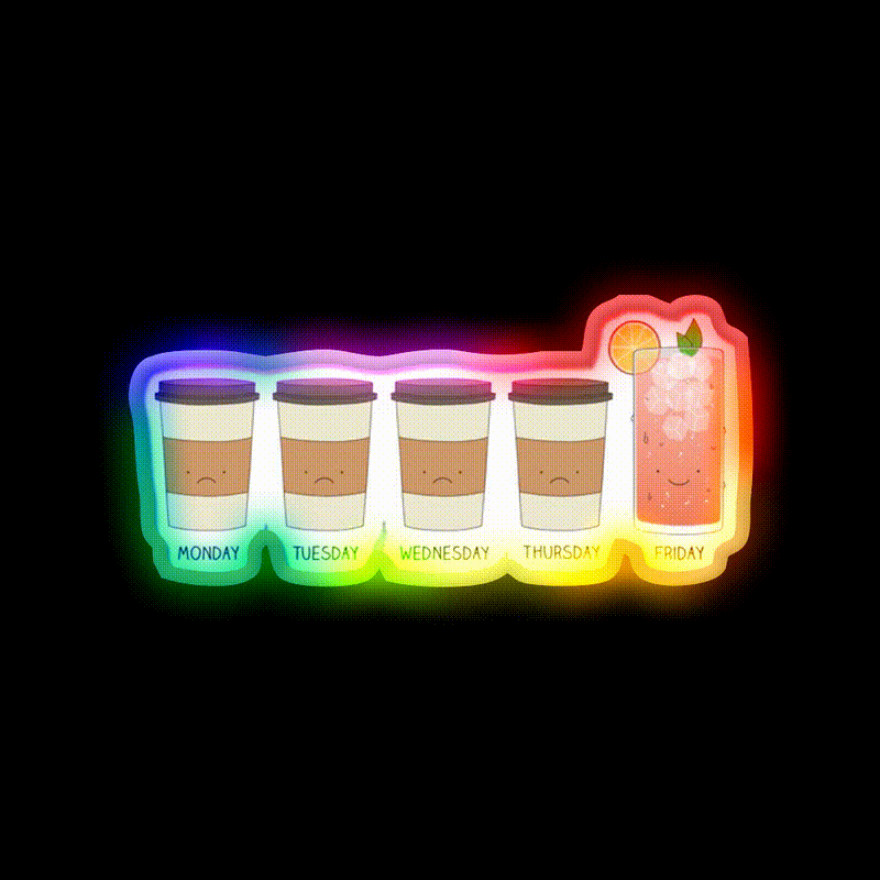 Happy Friday Cocktail Bar Decor Led Neon Sign Rgb Color - LED neon sign close-up detail