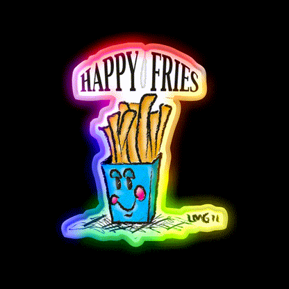 Happy Fries Fast Food Led Neon Sign For Burger Place Rgb Color - LED neon sign close-up detail