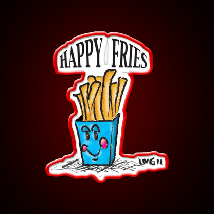 Happy Fries Fast Food Led Neon Sign For Burger Place Rgb Color - Shineneon