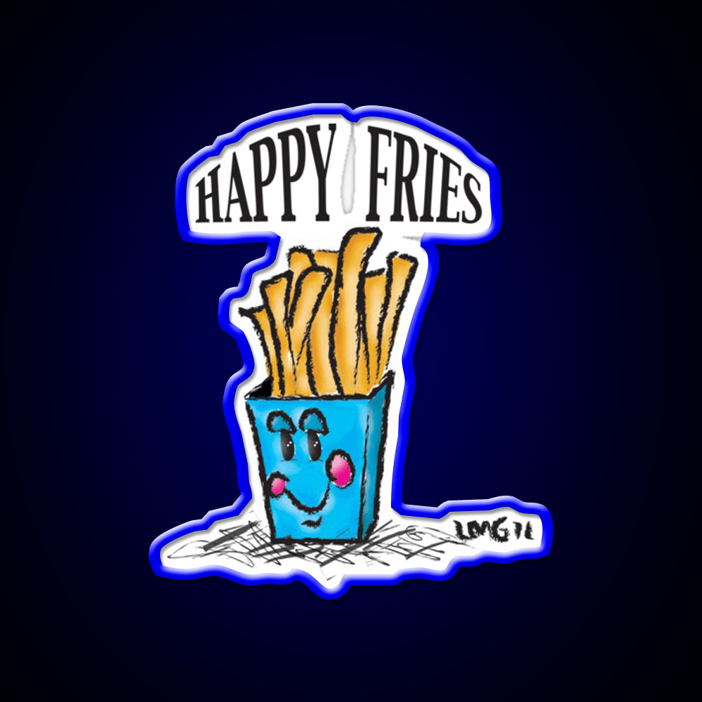 Happy Fries Fast Food Led Neon Sign For Burger Place Rgb Color - Shineneon