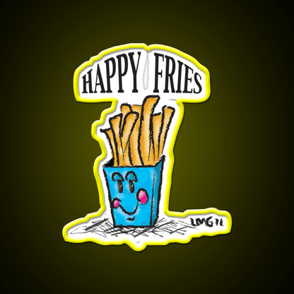 Happy Fries Fast Food Led Neon Sign For Burger Place Rgb Color - Shineneon