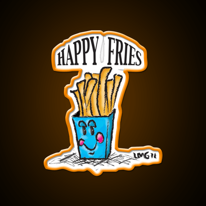 Happy Fries Fast Food Led Neon Sign For Burger Place Rgb Color - Shineneon