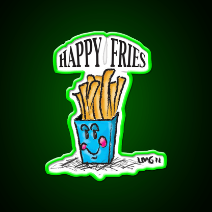 Happy Fries Fast Food Led Neon Sign For Burger Place Rgb Color - Shineneon
