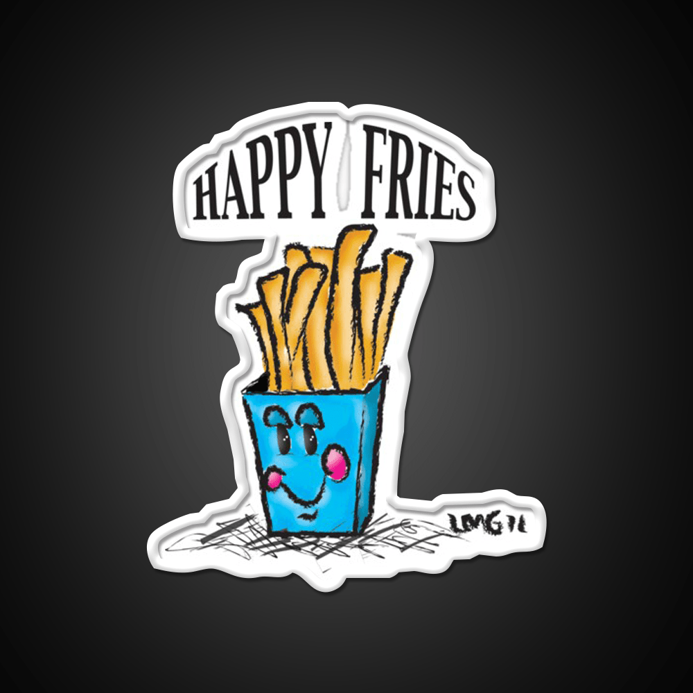 Happy Fries Fast Food Led Neon Sign For Burger Place Rgb Color - Shineneon