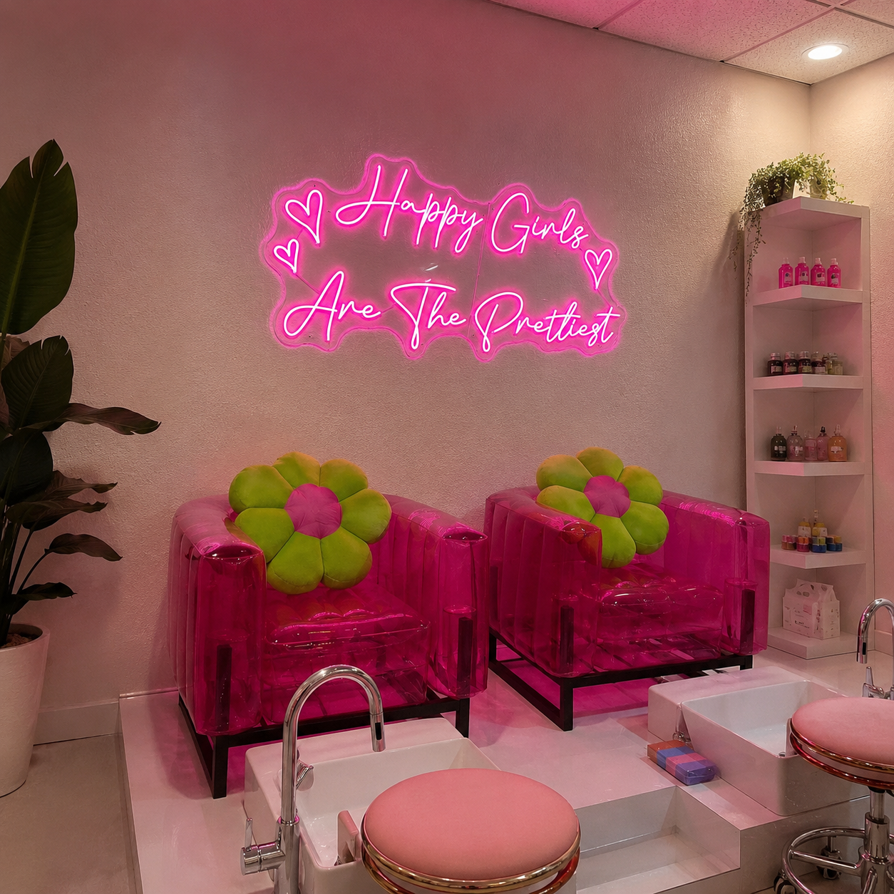Happy Girls Are The Prettiest LED Neon Sign - 03 Real Lifestyle Scene