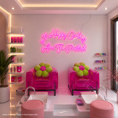 Happy Girls Are The Prettiest LED Neon Sign - 04 Size Image