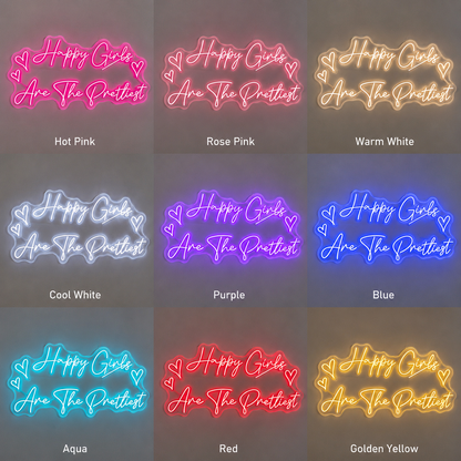 Happy Girls Are The Prettiest LED Neon Sign - 05 Color Grid