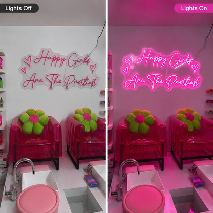Happy Girls Are The Prettiest LED Neon Sign - 06 Day Night Comparison