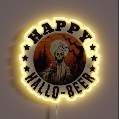 Happy Hallo Beer Happy Halloween Rgb Led Neon Sign - Shineneon