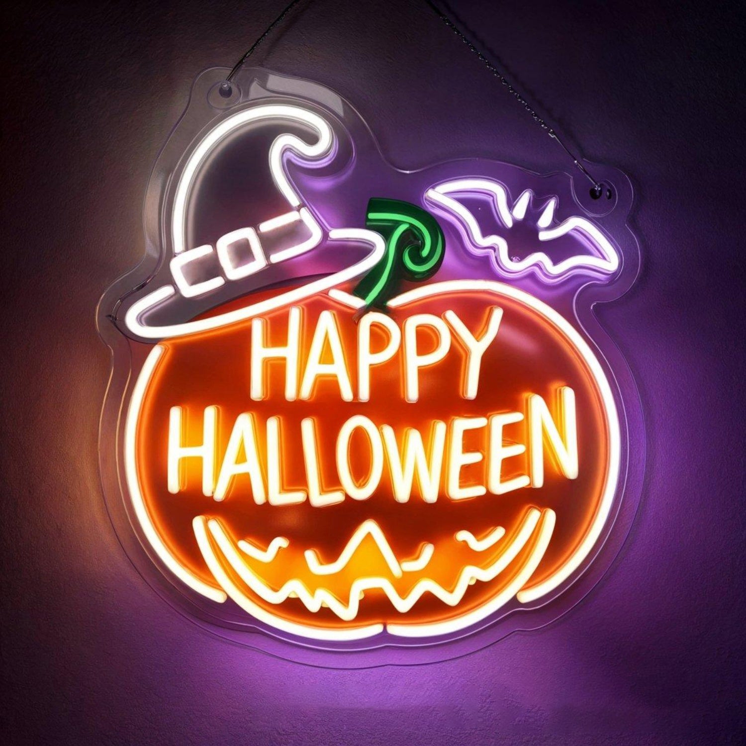 Happy Halloween Pumpkin Witch Hat Led Neon Sign For Home Bar Party Decor | Shineneon