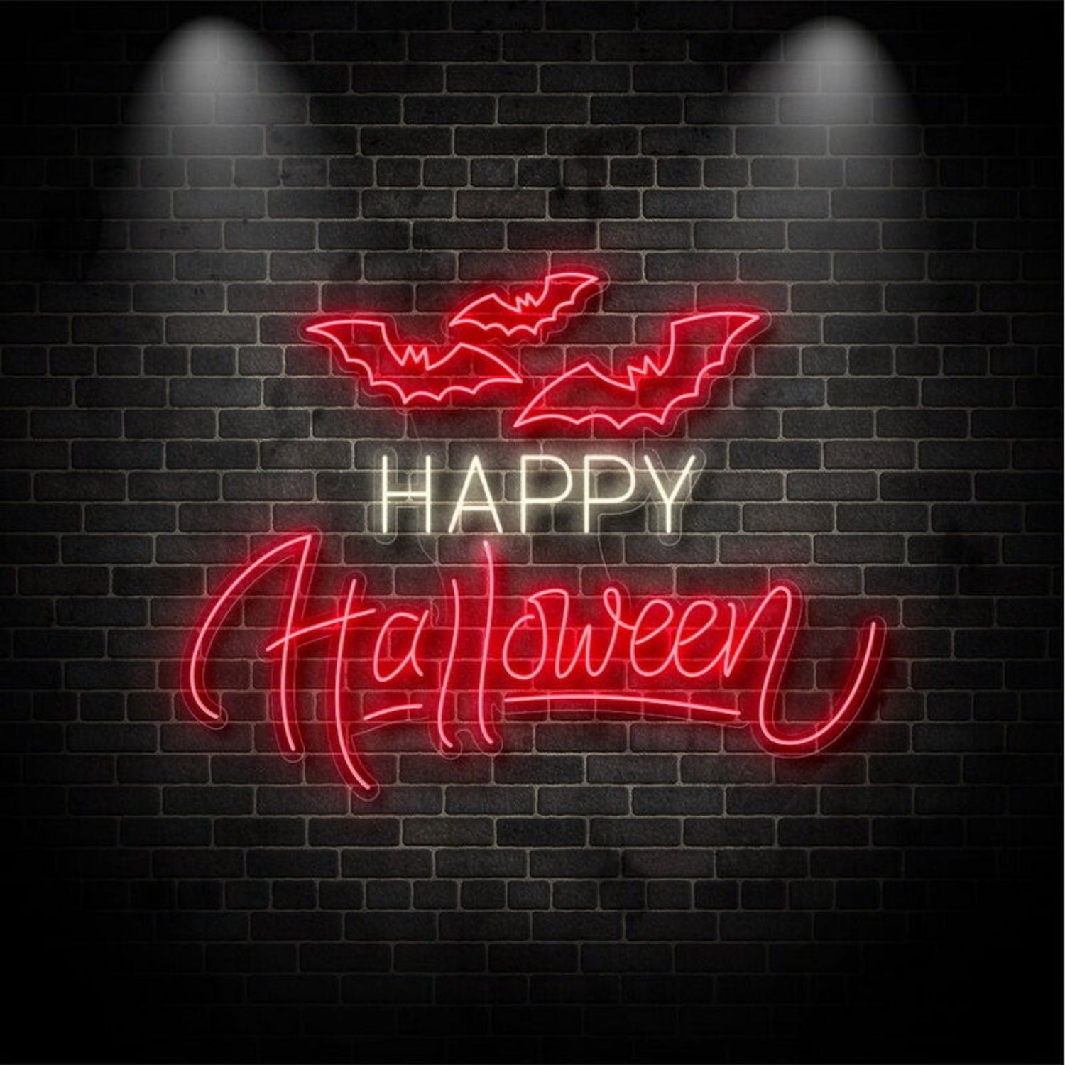 Happy Halloween With Bats Neon Sign For Festive Decor | Shineneon