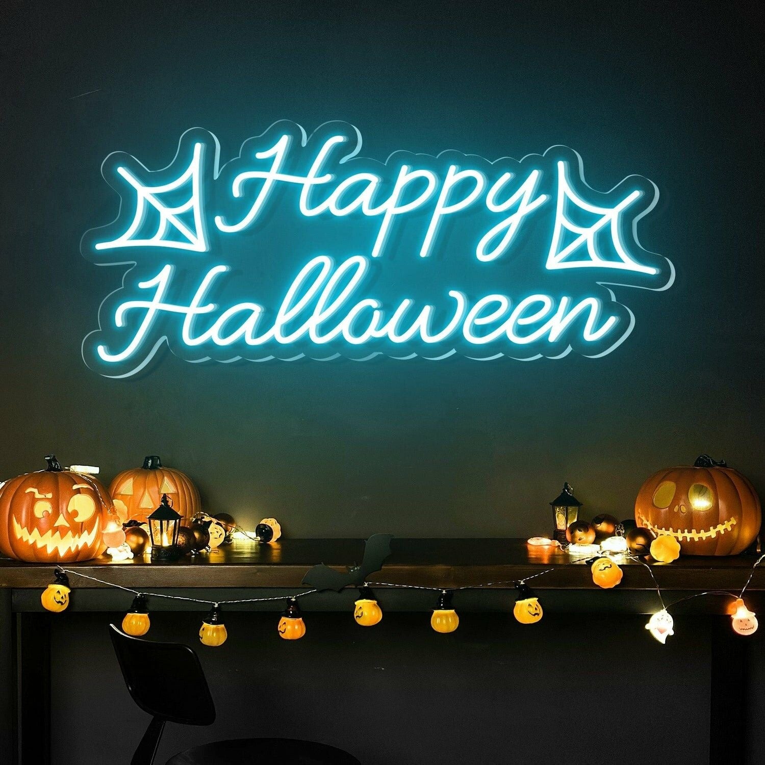 Happy Halloween Words Spider Halloween Decor | Shineneon