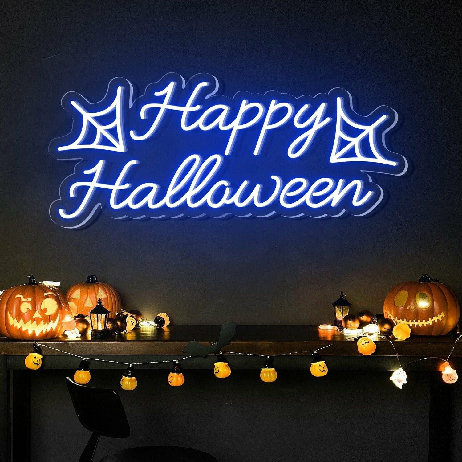 Happy Halloween Words Spider Halloween Decor | Shineneon