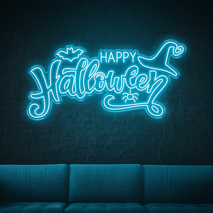Happy Halloween Yellow Bat Spider Led Neon Sign For Indoor Party Decor | Shineneon
