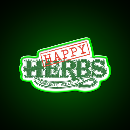Happy Herbs Vintage Hemp Inspired Green Leaf Led Neon Sign Rgb Color - LED neon sign view 8