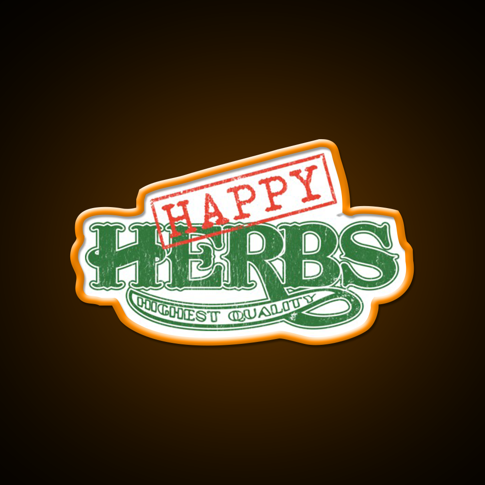 Happy Herbs Vintage Hemp Inspired Green Leaf Led Neon Sign Rgb Color - LED neon sign view 6