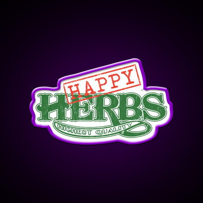 Happy Herbs Vintage Hemp Inspired Green Leaf Led Neon Sign Rgb Color - LED neon sign view 9