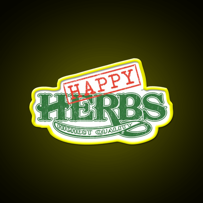 Happy Herbs Vintage Hemp Inspired Green Leaf Led Neon Sign Rgb Color - Shineneon
