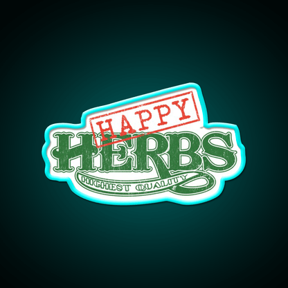 Happy Herbs Vintage Hemp Inspired Green Leaf Led Neon Sign Rgb Color - Shineneon