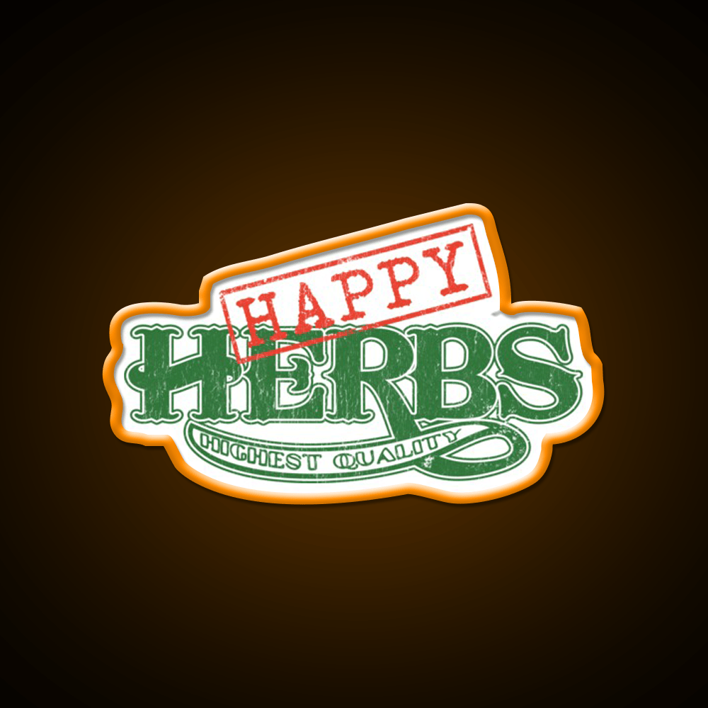 Happy Herbs Vintage Hemp Inspired Green Leaf Led Neon Sign Rgb Color - Shineneon