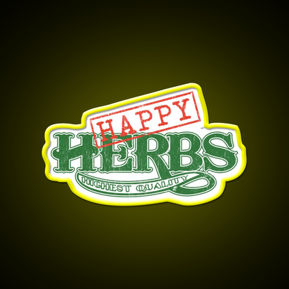 Happy Herbs Vintage Hemp Inspired Green Leaf Led Neon Sign Rgb Color - LED neon sign view 7