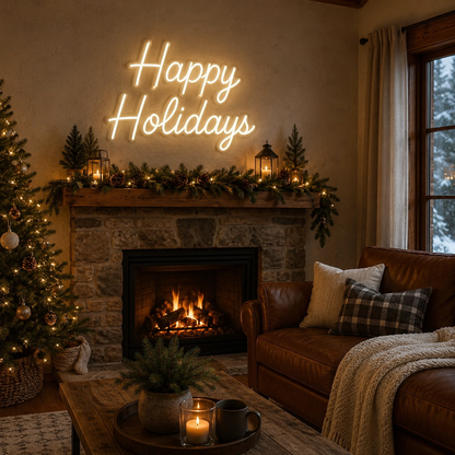 Happy Holidays LED Neon Sign Wall Neon Sign - 03 Real Lifestyle Scene