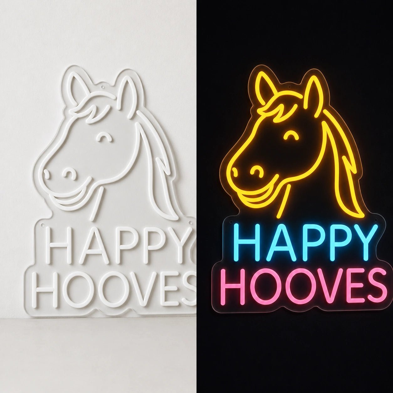 Happy Hooves Smiling Horse Vintage LED Neon Sign - Shineneon