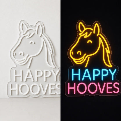 Happy Hooves Smiling Horse Vintage LED Neon Sign - Shineneon