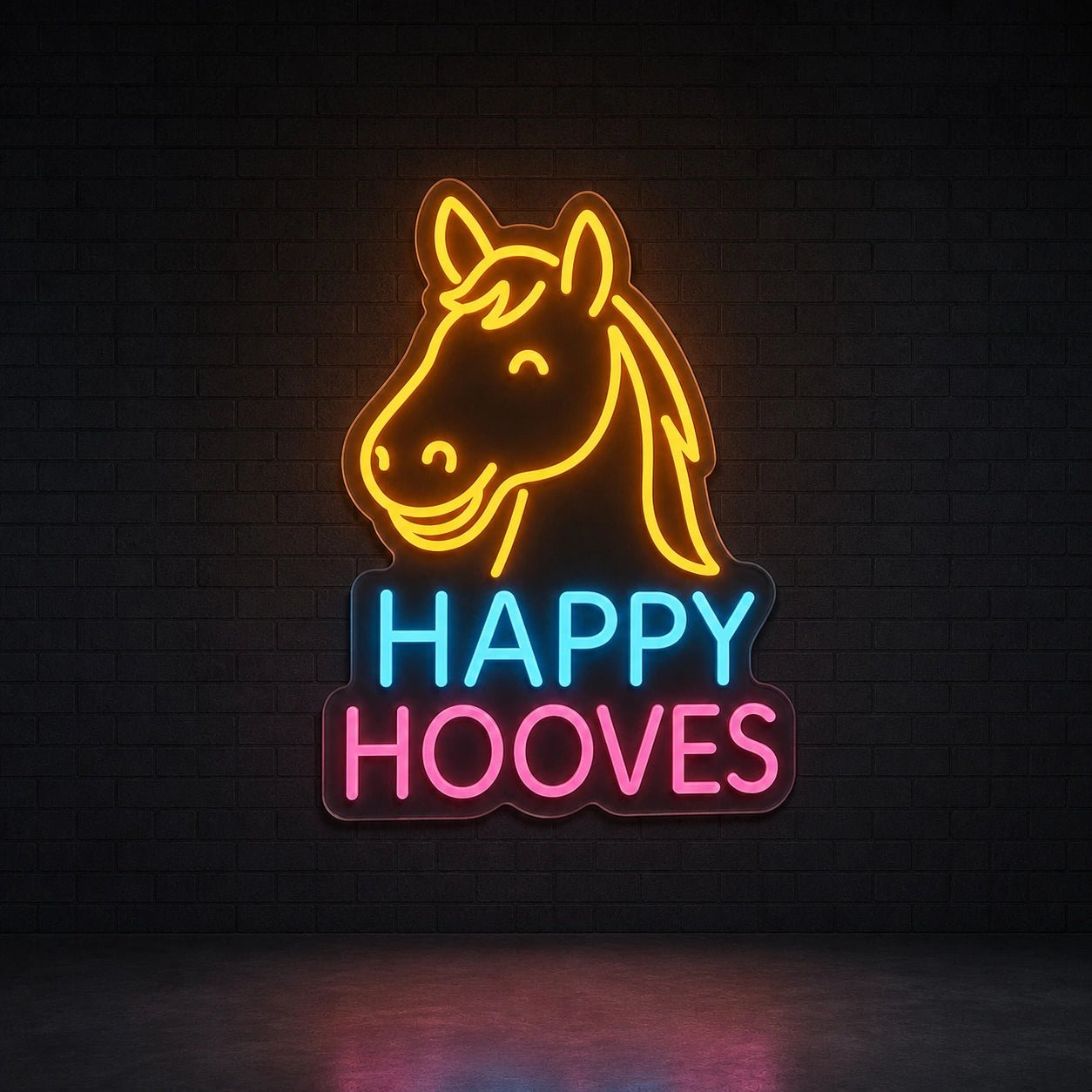 Happy Hooves Smiling Horse Vintage LED Neon Sign - Shineneon