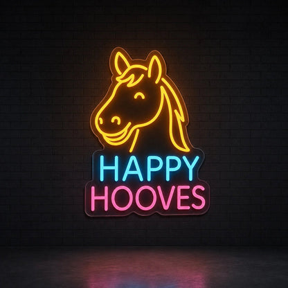 Happy Hooves Smiling Horse Vintage LED Neon Sign - Shineneon
