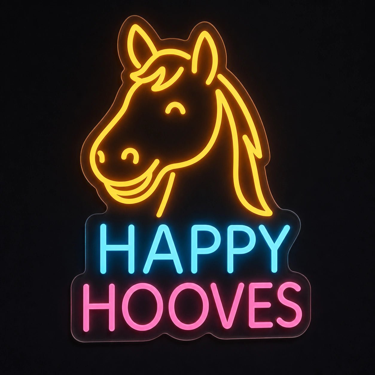 Happy Hooves Smiling Horse Vintage LED Neon Sign - Shineneon