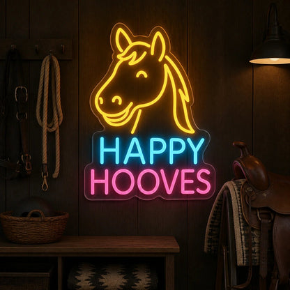 Happy Hooves Smiling Horse Vintage LED Neon Sign - Shineneon