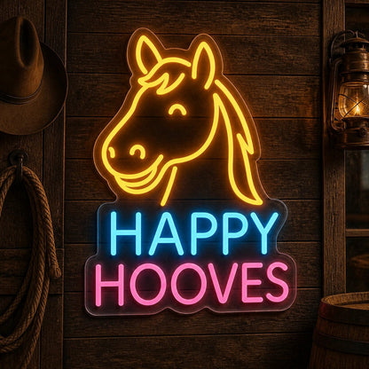 Happy Hooves Smiling Horse Vintage LED Neon Sign - Shineneon