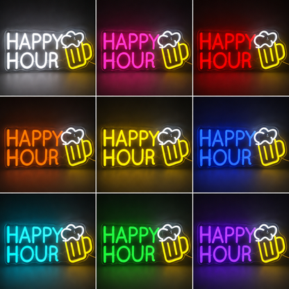 Happy Hour 5v Usb LED Happy Hour Neon Sign LED Neon Sign color grid