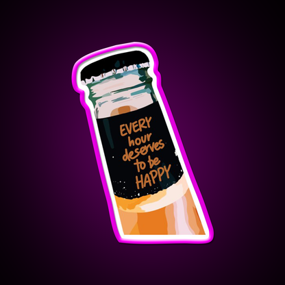 Happy Hour Beer Bar Decor Led Neon Sign Rgb Color - Neon sign mounted on wall in room