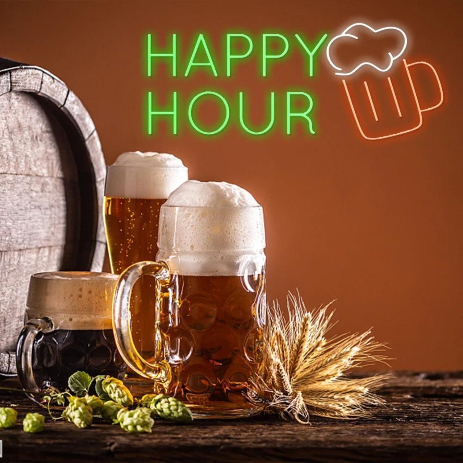 Happy Hour Beer Mug Led Neon Sign Bar Party Decor - Shineneon