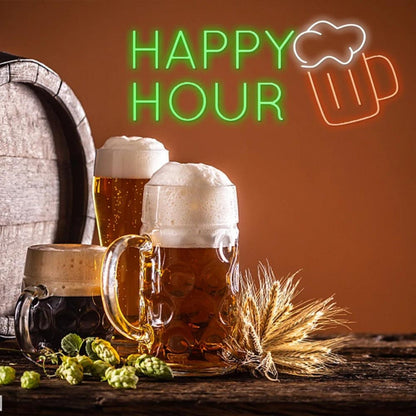 Happy Hour Beer Mug Led Neon Sign Bar Party Decor - Shineneon
