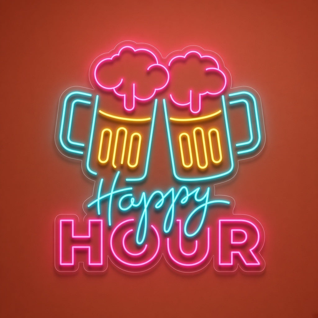 Happy Hour Beer Mugs Cheers LED Neon Sign - product hero